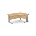 Ashford Twin Bar Metal Leg 1600800 x 1200600mm RH Crescent - Silver Leg Beech Top ATW-CTRD1612R/BE/SLV