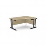 Ashford Twin Bar Metal Leg 1600800 x 1200600mm RH Crescent - Black Leg Urban Oak Top ATW-CTRD1612R/UO/BLK