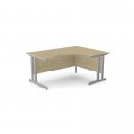 Ashford Twin Bar Metal Leg 1600800 x 1200600mm RH Crescent - Silver Leg Urban Oak Top ATW-CTRD1612R/UO/SLV