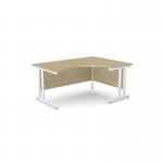 Ashford Twin Bar Metal Leg 1600800 x 1200600mm RH Crescent - White Leg Urban Oak Top ATW-CTRD1612R/UO/WHT