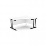 Ashford Twin Bar Metal Leg 1600800 x 1200600mm RH Crescent - Black Leg White Top ATW-CTRD1612R/WH/BLK