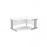 Ashford Twin Bar Metal Leg 1600800 x 1200600mm RH Crescent - Silver Leg White Top ATW-CTRD1612R/WH/SLV