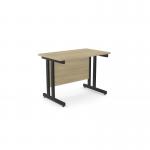 Ashford Twin Bar Metal Leg 1000mm x 600mm Straight Desk - Urban OakBLK ATW-CTST1060/UO/BLK