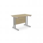 Ashford Twin Bar Metal Leg 1000mm x 600mm Straight Desk - Urban OakSLV ATW-CTST1060/UO/SLV