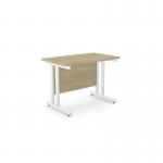 Ashford Twin Bar Metal Leg 1000mm x 600mm Straight Desk - Urban OakWHT ATW-CTST1060/UO/WHT