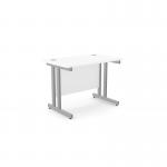 Ashford Twin Bar Metal Leg 1000mm x 600mm Straight Desk - WhiteSLV ATW-CTST1060/WH/SLV