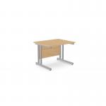 The office setting in this picture features a modern straight desk with Ashford Twin Bar Metal legs in a 1000mm x 800mm size. The desk is finished in a rich beech color, complemented by the sleek silver metal legs.