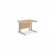 The office setting in this picture features a modern straight desk with Ashford Twin Bar Metal legs in a 1000mm x 800mm size. The desk is finished in a rich beech color, complemented by the sleek silver metal legs.