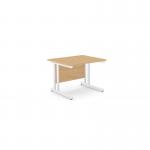 The Edit Office Rectangle Desks Ashford Twin Bar Metal Leg is a sleek and modern desk with a 1000mm x 800mm straight design. Its beech and white color combination creates a clean and professional look. Perfect for any office space.