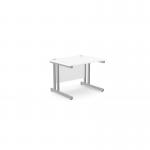 Ashford Twin Bar Metal Leg 1000mm x 800mm Straight Desk - WhiteSLV ATW-CTST1080/WH/SLV