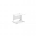 Ashford Twin Bar Metal Leg 1000mm x 800mm Straight Desk - WhiteWHT ATW-CTST1080/WH/WHT