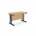 This picture shows a spacious office layout with two rectangle desks featuring sleek metal legs and a beech and black color scheme. The desks measure 1200mm x 600mm and are placed in a straight configuration.