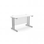 Ashford Twin Bar Metal Leg 1200mm x 600mm Straight Desk - WhiteSLV ATW-CTST1260/WH/SLV