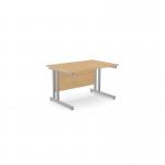 This photo shows a modern office setup with rectangular desks featuring Ashford twin bar metal legs in a sleek silver finish. The desk measures 1200mm by 800mm and is made of beech wood.