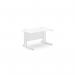 The office desks are rectangular in shape with metal legs and a white finish. They measure 1200mm x 800mm and have a straight design.