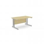 This photo features two rectangular desks with sleek metal legs in an office setting. The desks have a modern design and are finished in a light maple color. The workspace measures 1400mm x 800mm and is clean and organized, perfect for any professional setting.