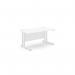 This image features rectangular desks with twin bar metal legs. The desks are 1400mm x 800mm in size and have a white finish.