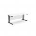 In this photo, you can see a spacious and modern office with sleek white and black rectangle desks. The metal legs provide stability and style to the desks, while the twin bar design adds a unique touch. The desks measure 1800mm by 800mm and are perfect for any professional setting.