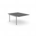 The photograph shows a modern and sleek desk set-up with add-on units, perfect for one person. The desk is graphite in color with a silver frame, and measures 1000 x 800. The clean lines and minimalist design add a professional touch to any office space.