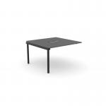 The photograph shows a sleek and modern office bench desk with add on units from the C-sense collection. The desk features a portal top measuring 1200 x 600, in a sleek graphite finish. Its compact size makes it perfect for 1 person, and the black accents add a touch of sophistication.