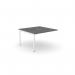 This image features a sleek and modern office bench desk with add-on units. The desk has a portal top measuring 1200 x 600, perfect for 1 person. The color is graphite with white accents.