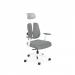 The photo shows a sleek and modern office bench desk with add-on units in graphite black. The C-sense 1 person bench add-on portal is on top, measuring 1200 x 800. The desk provides ample space for one person to work comfortably.