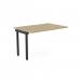 The photo shows a c-sense 1 person bench add-on unit with a portal top measuring 1200 x 800, in urban oak with a black finish. It is designed as an add-on for an office bench desk.