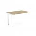 This picture shows a modern and sleek office bench desk with add-on units, designed for one person. The portal top is 1200 x 800 and features an urban oak finish with white accents. Perfect for a clean and functional workspace.