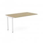 This picture showcases an office bench desk with add-on units from C-sense. The desk has a 1 person bench design and features a portal top in an urban oak finish. The dimensions are 1400 x 800 and the color scheme is a combination of white and wood tones.