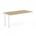 The picture shows a sleek and modern office bench desk with add-on units. The desk features a white C-sense portal top and urban oak finish, perfect for a one-person workspace. The dimensions are 1600 x 800, making it a compact and stylish addition to any office.