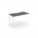 A sleek and modern office bench desk featuring C-sense add-on units for increased organization and productivity. The scallop top adds a unique touch to the 1200 x 600 size, while the graphite and white color scheme adds a touch of sophistication.