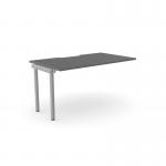 The photo showcases an office bench desk with add-on units from the C-sense collection. The scallop top measures 1400 x 800 and features a sleek graphite and silver finish. This one-person desk is perfect for adding storage and functionality to any workspace.