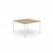 The image features a modern office bench with open leg design, crafted from urban oak and finished in a sleek shade of white. The 1000 x 600 top offers plenty of space for one person to work comfortably.