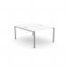 This image shows a sleek, modern office bench with an open leg design. The top measures 1000 x 800 and is finished in white with silver accents. This bench is suitable for one person and is part of the C-sense collection.