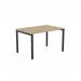 A sleek and modern office bench with an open leg design and a 1200 x 800 portal top, showcasing a beautiful Urban Oak finish contrasted with a bold black frame. Perfect for creating a professional and stylish workspace for one person.
