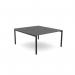 The picture shows a sleek C-sense office bench desking for one person, with an open leg design and a scalloped top measuring 1400 x 800. It is made of graphite with black accents, creating a modern and professional look.