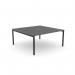 This photo shows a sleek, modern office bench with an open leg design and scalloped top. The size is 1600 x 800 and the color is graphite and black. The clean lines and sophisticated design make it a great addition to any office space.