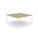 The office bench desking C-sense 1 person bench features an open leg design, with a scallop top measuring 1600 x 800. Made of urban oak and white color, this desk creates a sleek and modern look for any office space.