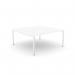 This photo shows a sleek, modern office bench desking setup with a C-sense 1 person bench, open legs, and a scallop top measuring 1600 x 800 in white. The clean lines and minimalist design make this a versatile and functional workspace option.