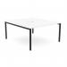 The image is of an open-leg, scallop-top bench desking in white and black. It is the C-sense 2 person bench, with a size of 1400 x 800. It appears sleek and modern, perfect for a contemporary office design. The bench has a clean and organized look.