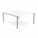 This photo shows a modern office bench desking setup, specifically the C-sense 2 person bench with an open leg design and scallop top. The dimensions are 1400 x 800 and the color is white with a silver base.