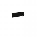 This photo showcases a sleek and modern PET screen, desk mounted with a straight top. The screen is 1390w x 400h and has a plain black color. Please note that brackets are not included in this product.