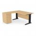 Komo Metal Leg 1600800 x 1200600mm LH Crescent - Beech BLK with Desk High Ped K-RD1612L/DHP/BE/BLK