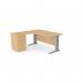 Komo Metal Leg 1600800 x 1200600mm LH Crescent - Beech SLV with Desk High Ped K-RD1612L/DHP/BE/SLV