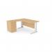 Komo Metal Leg 1600800 x 1200600mm LH Crescent - Beech WHT with Desk High Ped K-RD1612L/DHP/BE/WHT