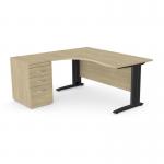 Komo Metal Leg 1600800 x 1200600mm LH Crescent - Urban Oak BLK with Desk High Ped K-RD1612L/DHP/UO/BLK