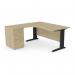 Komo Metal Leg 1600800 x 1200600mm LH Crescent - Urban Oak BLK with Desk High Ped K-RD1612L/DHP/UO/BLK