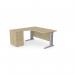 Komo Metal Leg 1600800 x 1200600mm LH Crescent - Urban Oak SLV with Desk High Ped K-RD1612L/DHP/UO/SLV