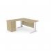 Komo Metal Leg 1600800 x 1200600mm LH Crescent - Urban Oak WHT with Desk High Ped K-RD1612L/DHP/UO/WHT