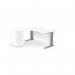 Komo Metal Leg 1600800 x 1200600mm LH Crescent - White SLV with Desk High Ped K-RD1612L/DHP/WH/SLV